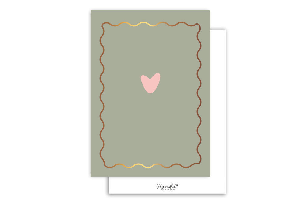 Kaart | Met Goudfolie | Wavy hart