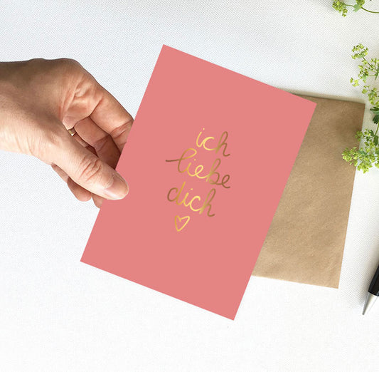 Kaart | Met Goudfolie | Ich liebe dich