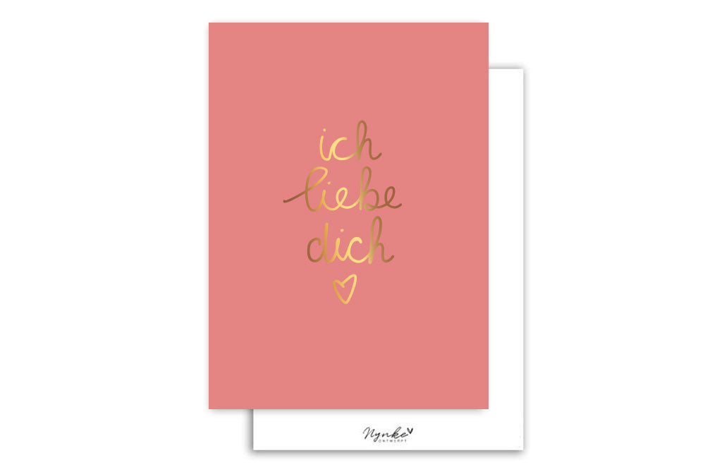 Kaart | Met Goudfolie | Ich liebe dich