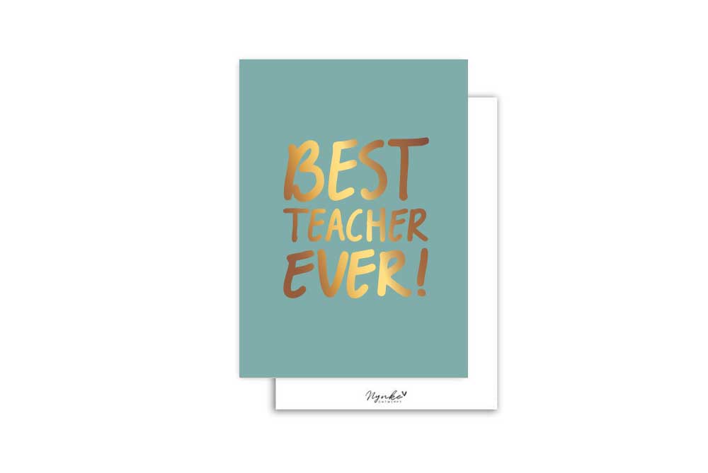 Mini kaart | Met goudfolie | Best teacher ever
