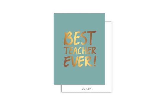 Mini kaart | Met goudfolie | Best teacher ever