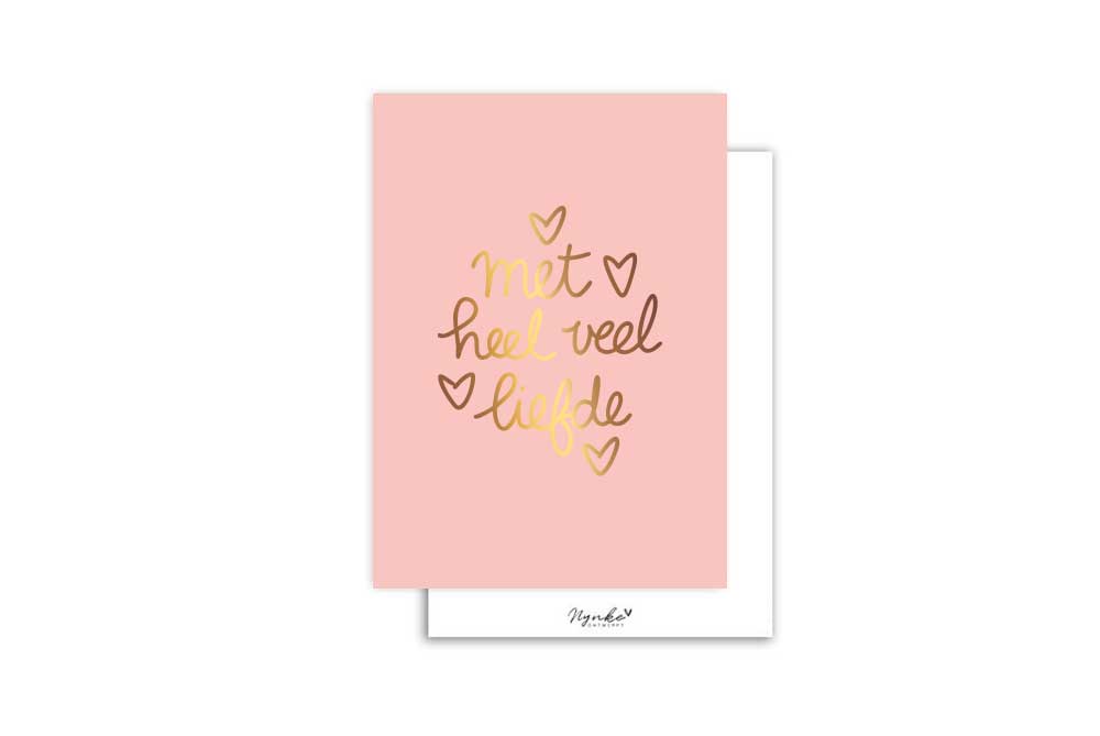 Mini kaart | Met goudfolie | Met heel veel liefde