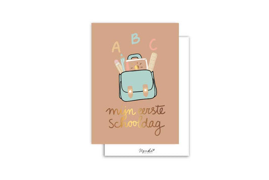 Mini kaart | Met goudfolie | Mijlpaal - School