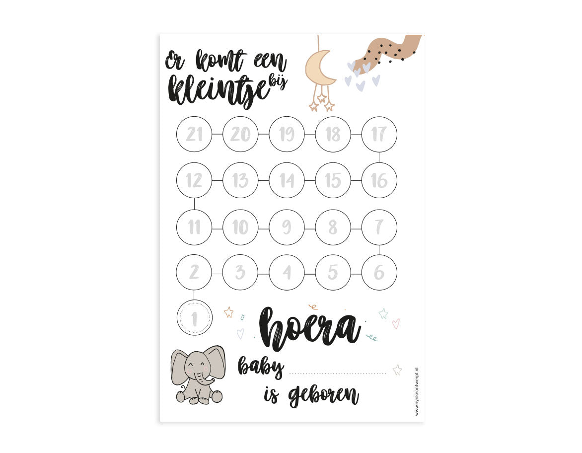 Aftelkalender A4 | Er komt een kleintje bij