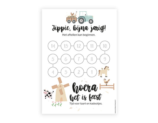 Aftelkalender A4 | Verjaardag boerderij