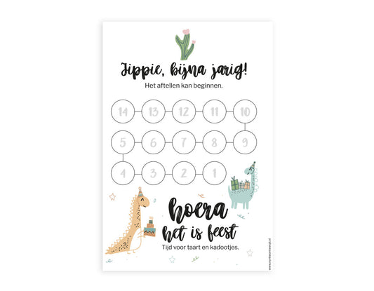 Aftelkalender A4 | Verjaardag dino's
