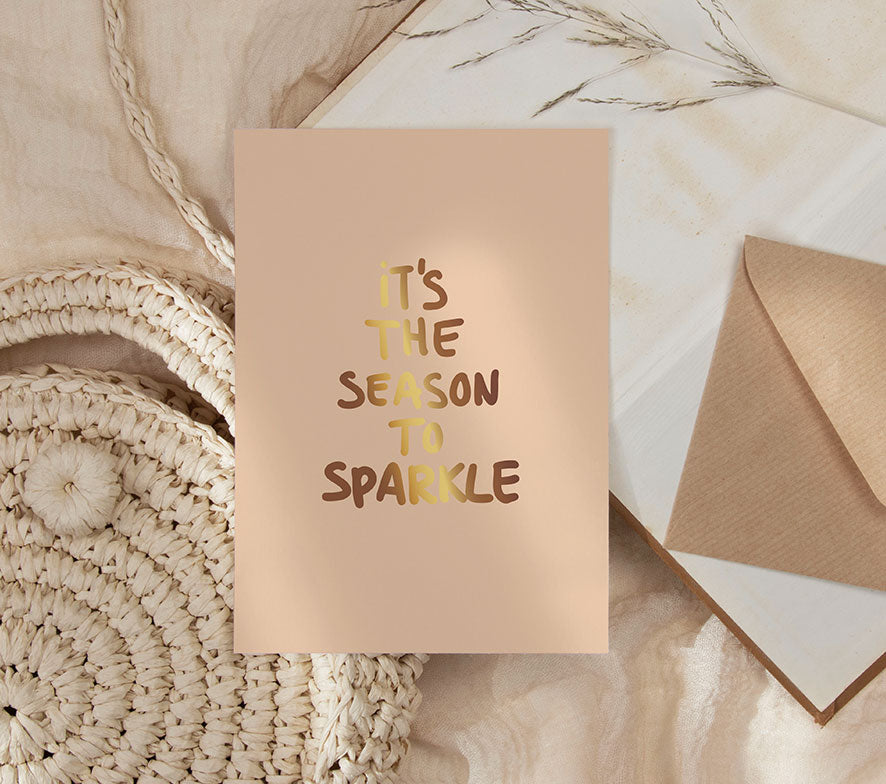 Kaart | It's the season to sparkle | Goudfolie
