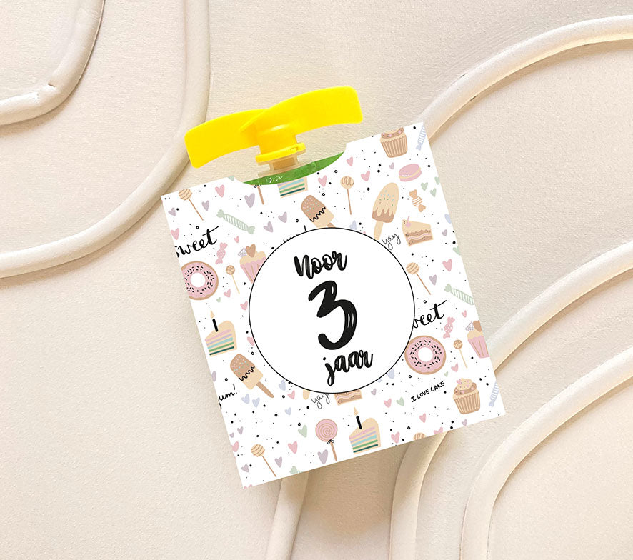 Knijpfruit traktatie | met naam en leeftijd | Sweet