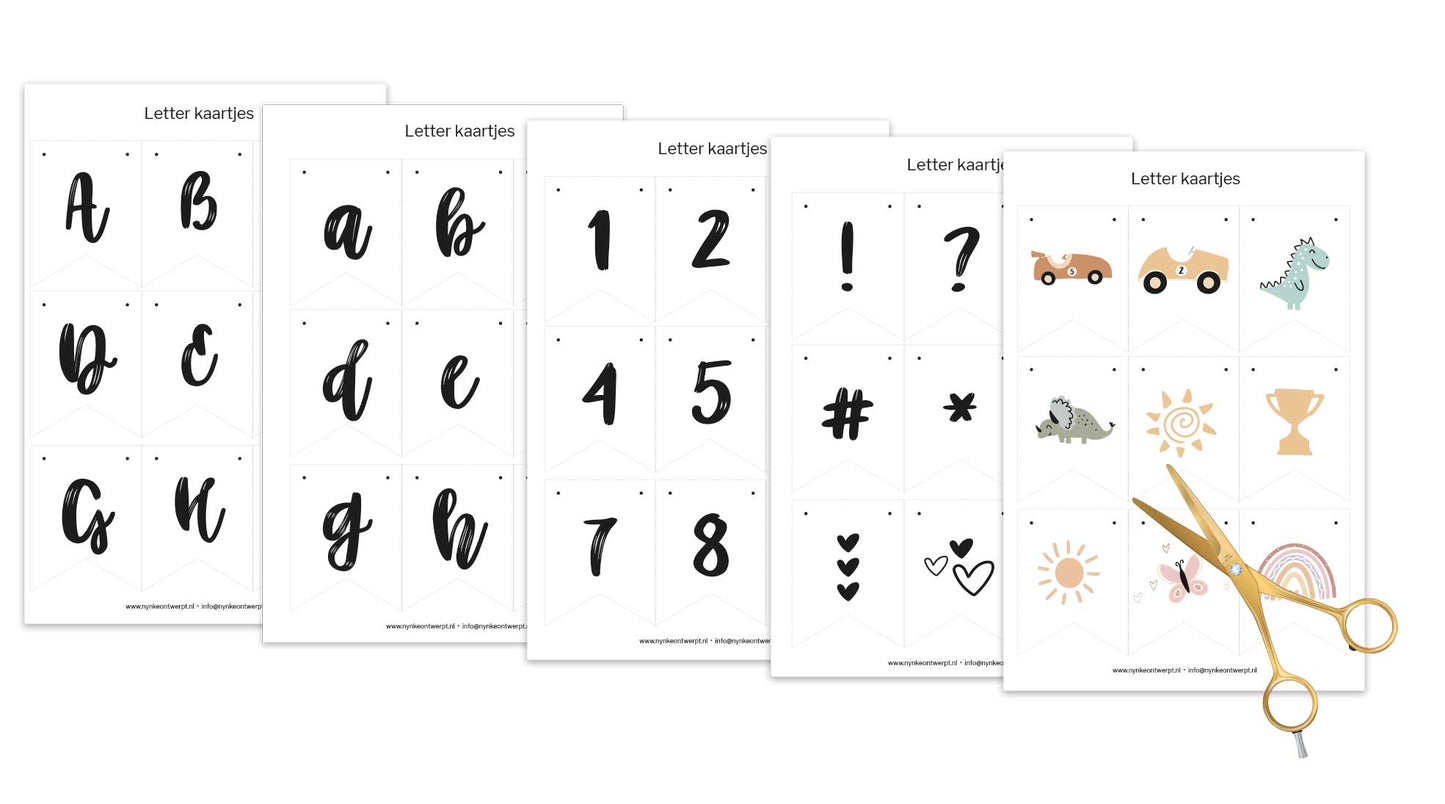 Letterslinger Printable | A-Z | 0-9 | Illustraties