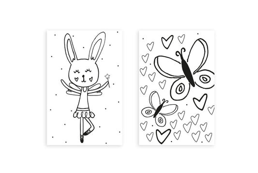 Mini-kaart | Inkleur kaartje ballerina en vlinders