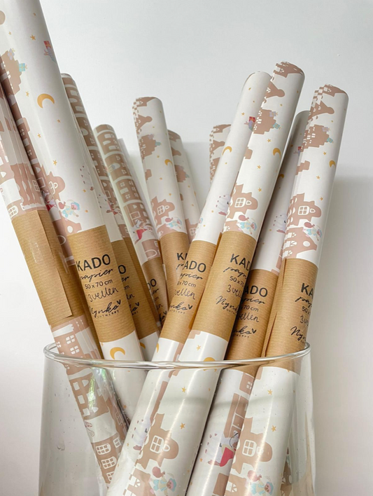 Kadopapier | 1+2 GRATIS | Sinterklaas huisjes | 3 vellen