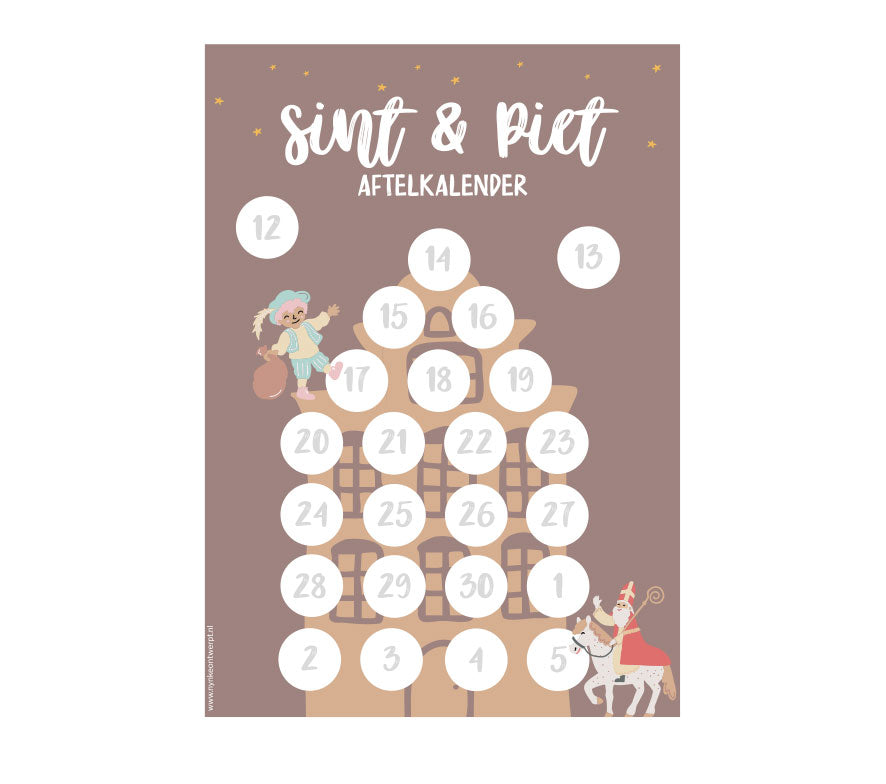 Sinterklaas Aftelkalender | Printable | Aftellen tot 5 december