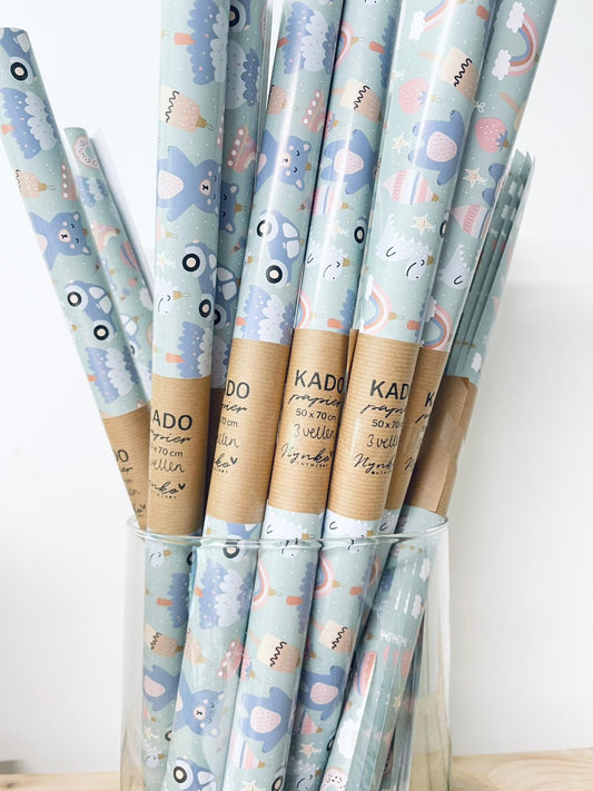 Kadopapier | Kerst ornamenten | 3 vellen