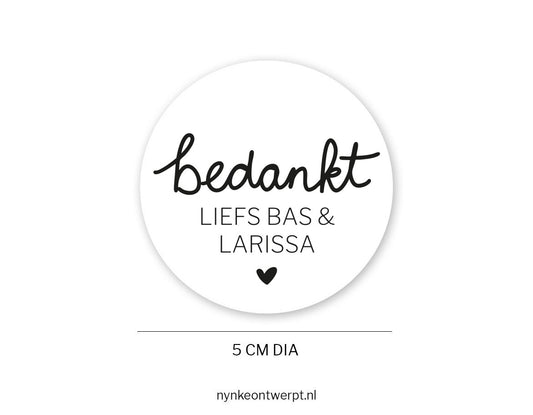 Babyshower bedankt sticker | Gepersonaliseerd | Sierlijk | 10 stuks