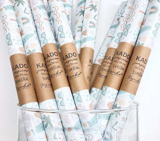 Kadopapier | 1+2 GRATIS | Beach vibes only | 3 vellen