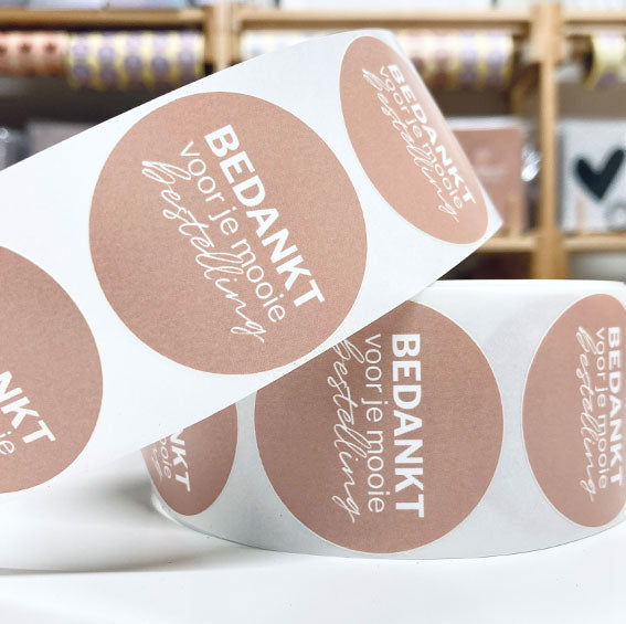 Sticker | Bedankt voor je mooie bestelling - Bruin | 10 stuks