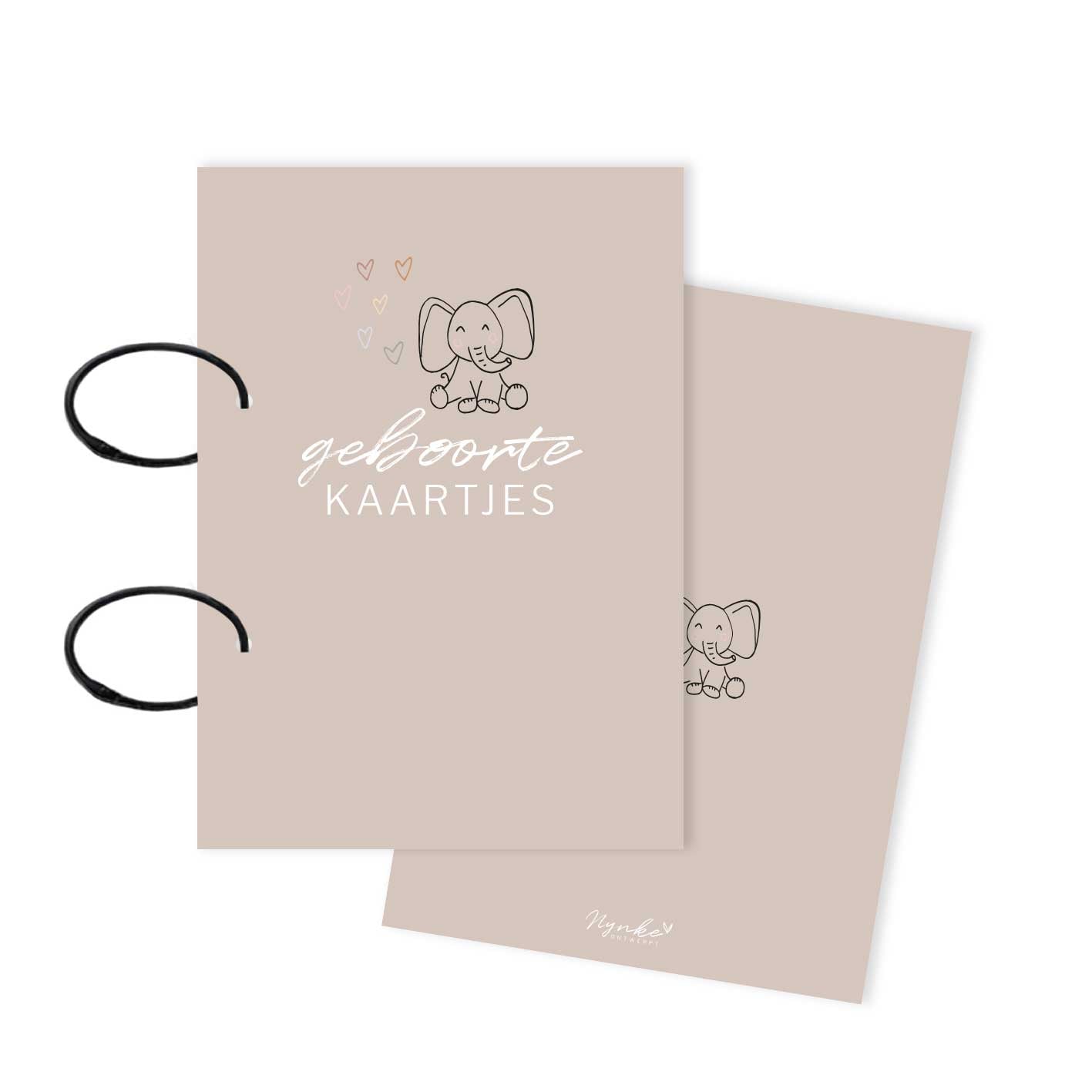 Bewaarbundel | Geboortekaartjes | Olifant | Warm grijs
