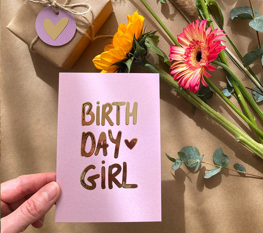 Kaart | Met goudfolie | Birthday girl