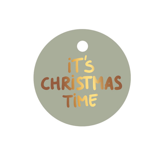 Cadeaulabel | Met goudfolie | It's christmas time