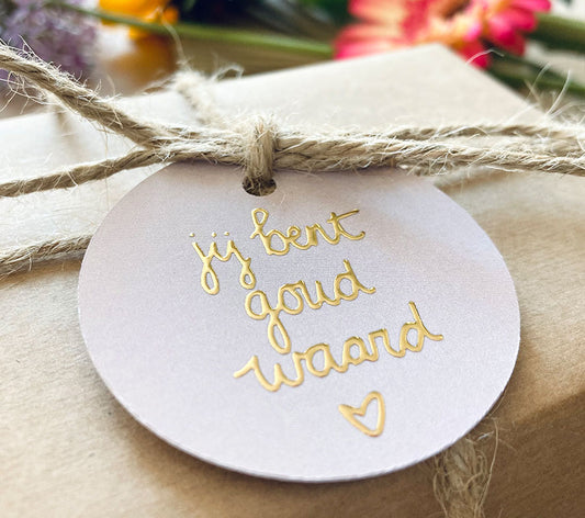 Cadeaulabel | Met goudfolie | Jij bent goud waard