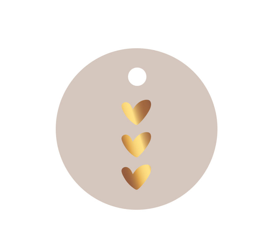 Cadeaulabel | Met goudfolie | Hartjes grijs