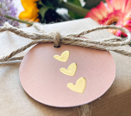 Cadeaulabel | Met goudfolie | Hartjes