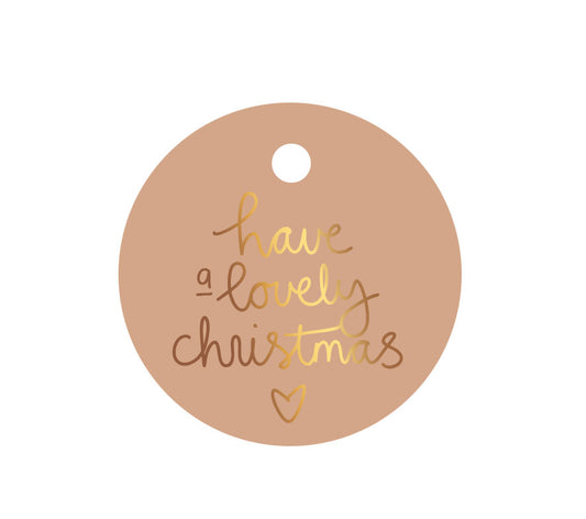 Cadeaulabel | Met goudfolie | Lovely christmas