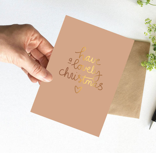 Kaart | Have a lovely christmas | Goudfolie