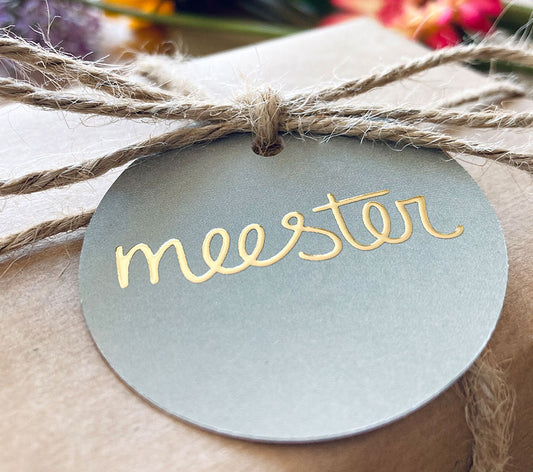 Cadeaulabel | Met goudfolie | Meester