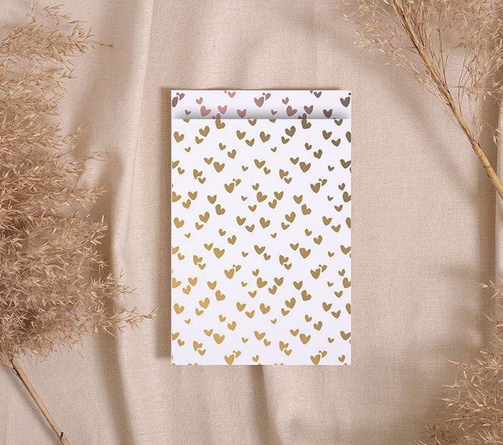 Kadozakjes Hartjes Gold | 12x19cm | 5 stuks