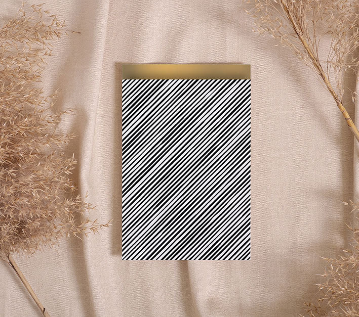 Kadozakjes streepjes zwart/wit | 12x19cm | 5 stuks