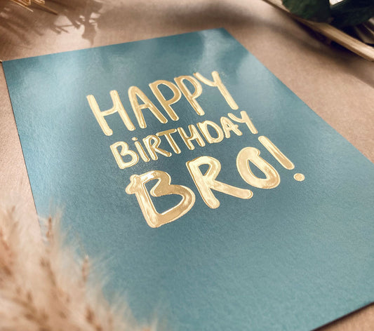 Kaart | Met goudfolie | Happy birthday bro