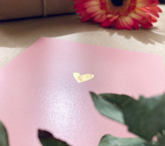 Kaart | Met goudfolie | Hart roze