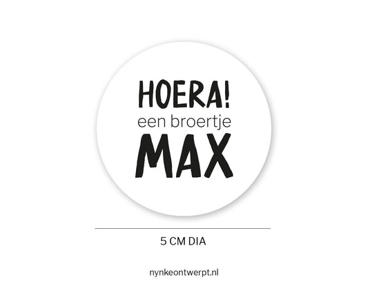 Traktatie sticker | met naam | Geboorte broertje | 10 stuks