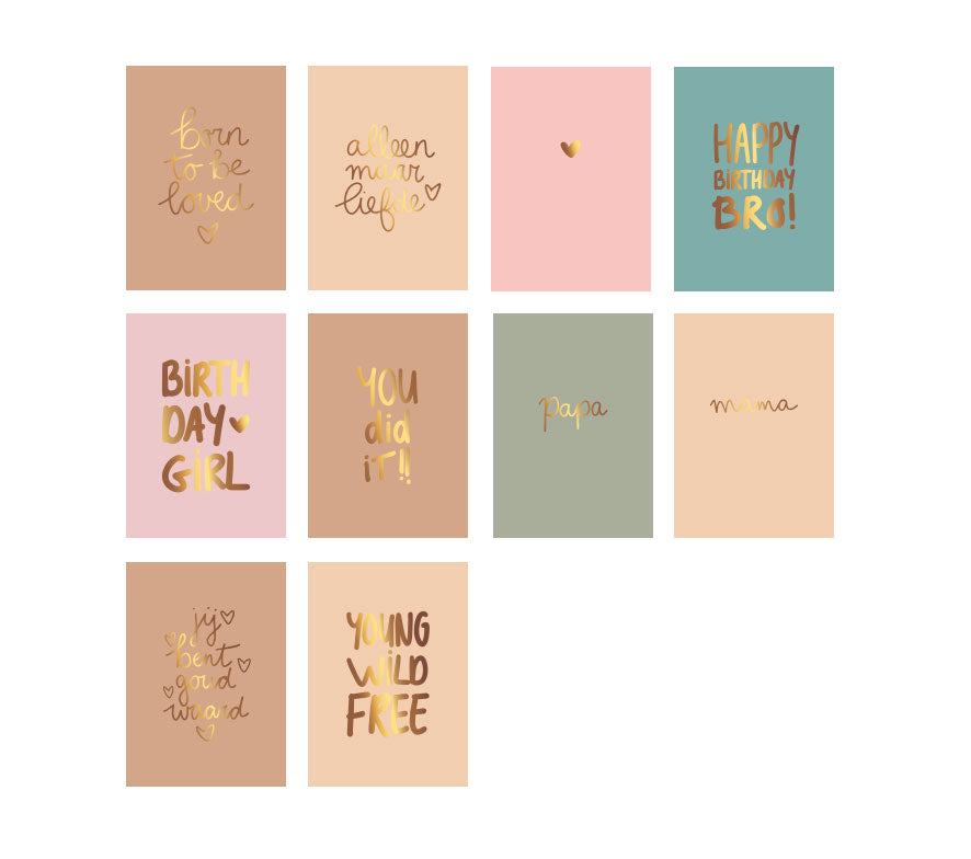 Kaartset | Met goudfolie | 10 stuks