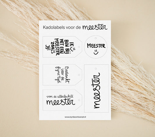 Kadolabels juf en meester | Printable