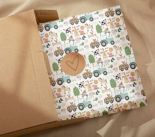 Kadopapier | 1+2 GRATIS | Boerderij | 3 vellen