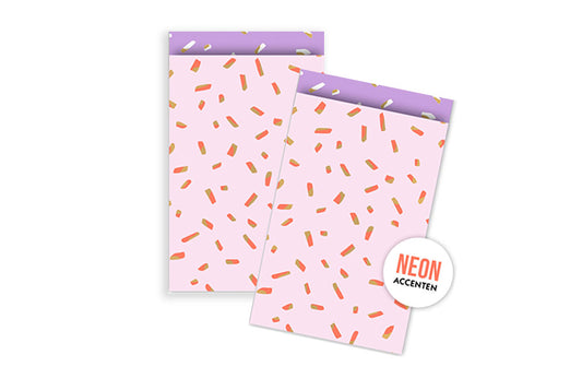 Kadozakjes confetti - roze neon | 12x19cm | 5 stuks