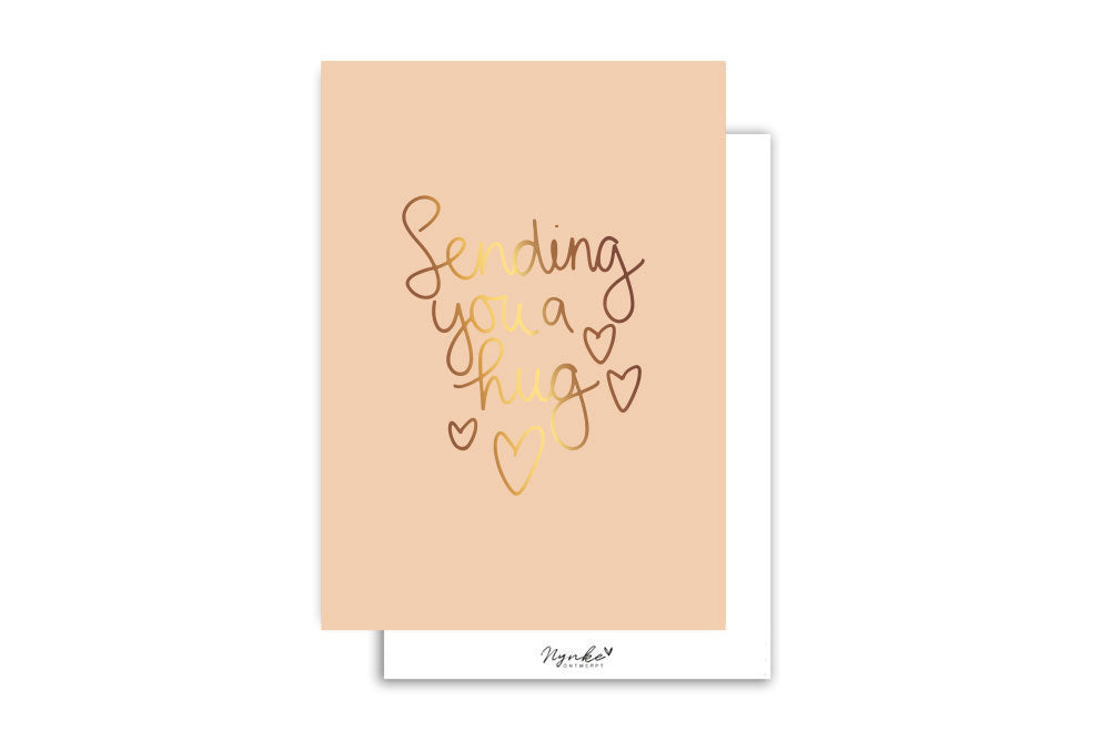 Kaart | Met goudfolie | Sending you a hug