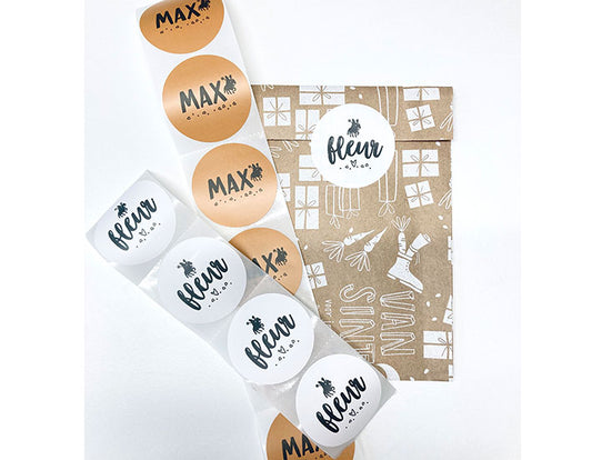 Sinterklaas sticker met naam | Sierlijk | 10 stuks