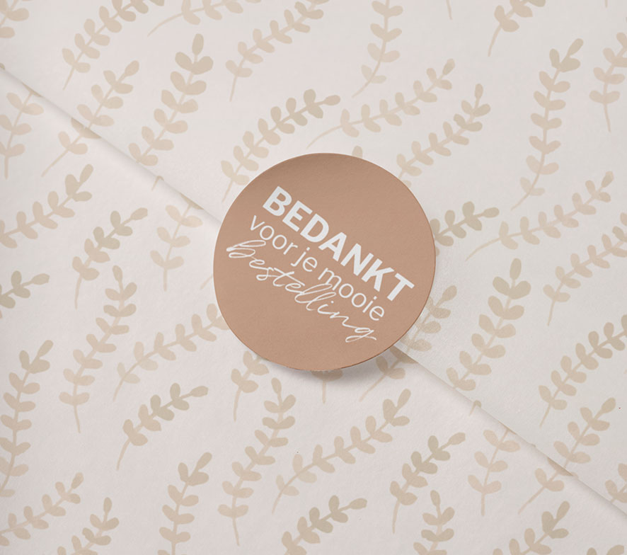 Sticker | Bedankt voor je mooie bestelling - Bruin | 10 stuks
