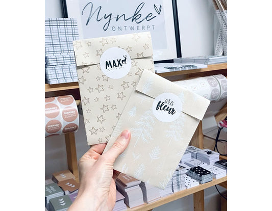 Kerst sticker met naam | Sierlijk | Rendier | 10 stuks