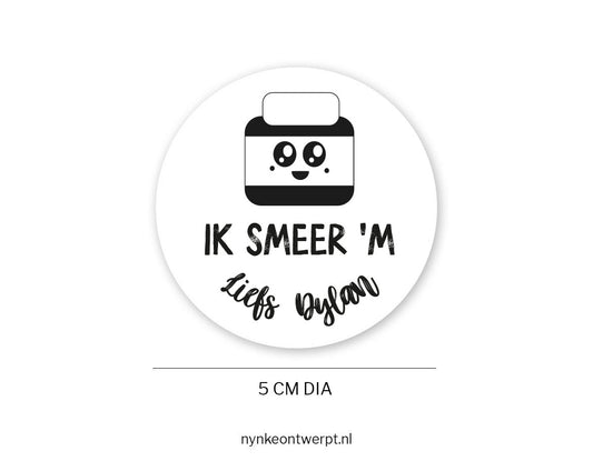 Traktatie sticker afscheid | met naam | Ik smeer 'm | 10 stuks