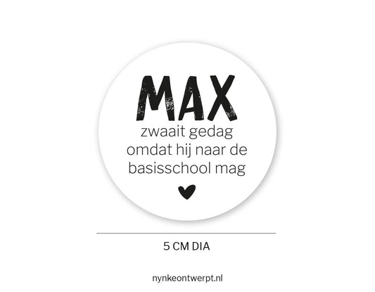 Traktatie sticker afscheid | met naam | Jarig stoer | 10 stuks