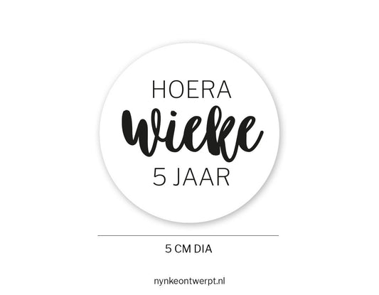 Traktatie sticker | met naam en leeftijd | Jarig sierlijk | 10 stuks