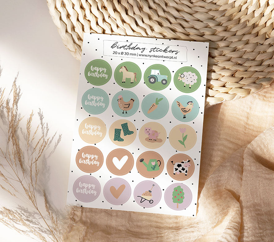 Stickervel A5 | Birthday Farm | 20 stuks