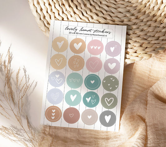 Stickervel A5 | Lovely hearts - Kleur | 20 stuks