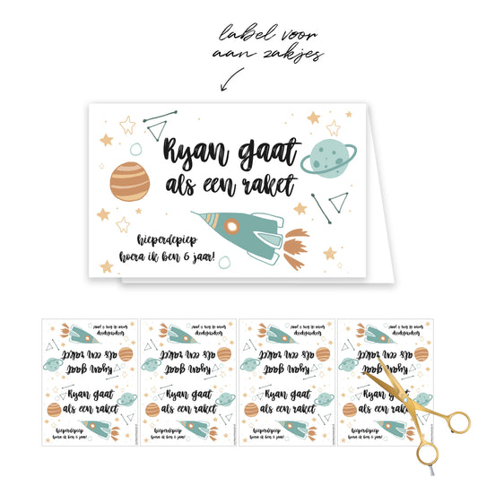 Label raket | Gepersonaliseerd | Printable