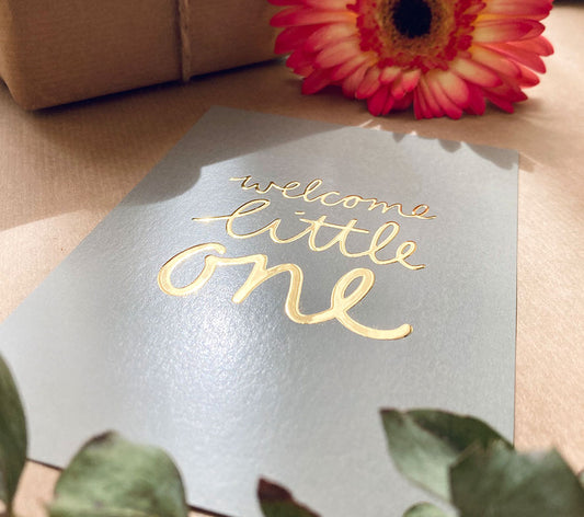 Kaart | Met goudfolie | Welcome little one - Groen