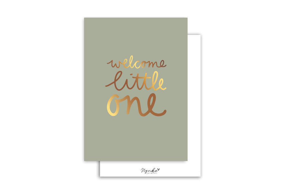 Kaart | Met goudfolie | Welcome little one - Groen
